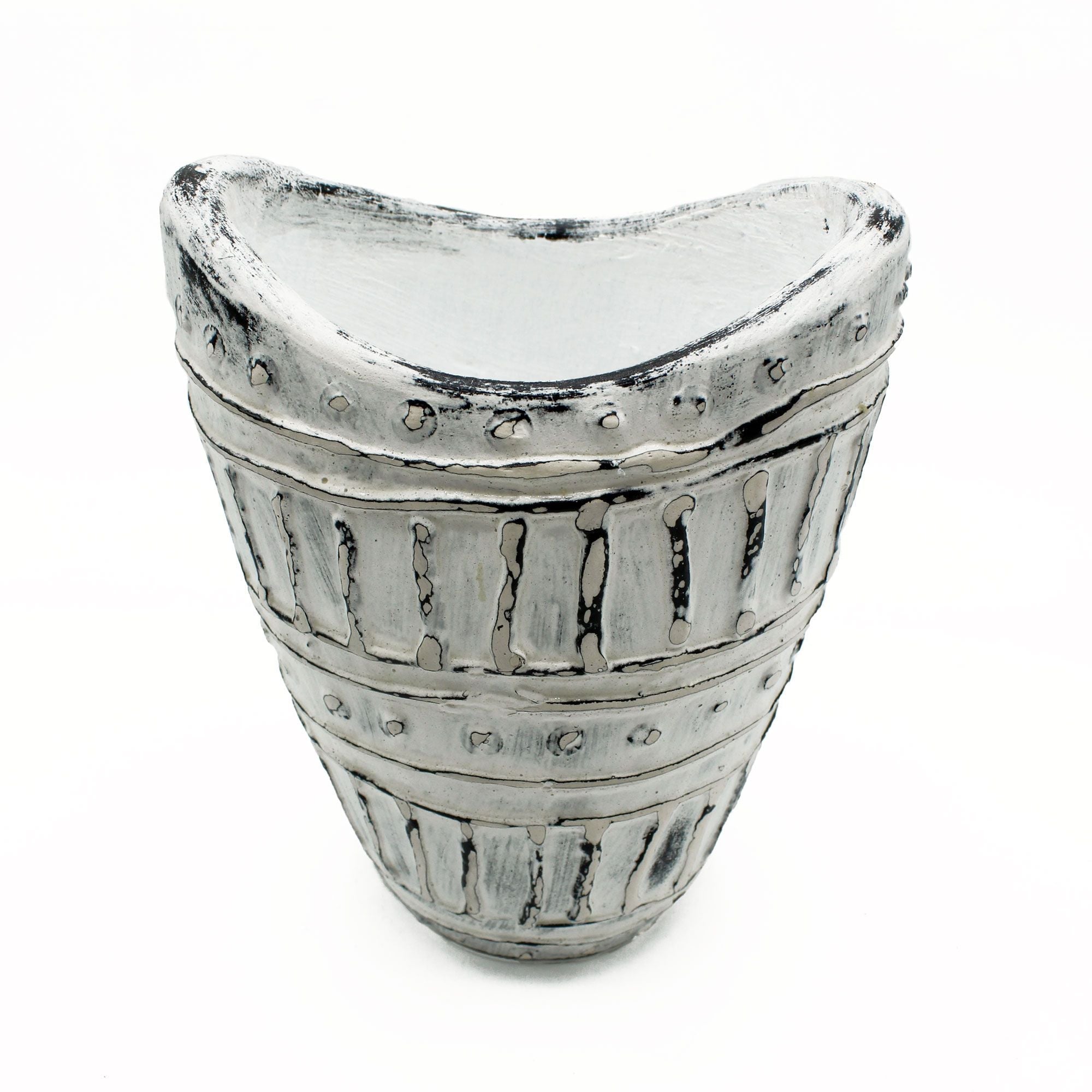 Wide Neck Shaped Vase - Cream 22cm-0