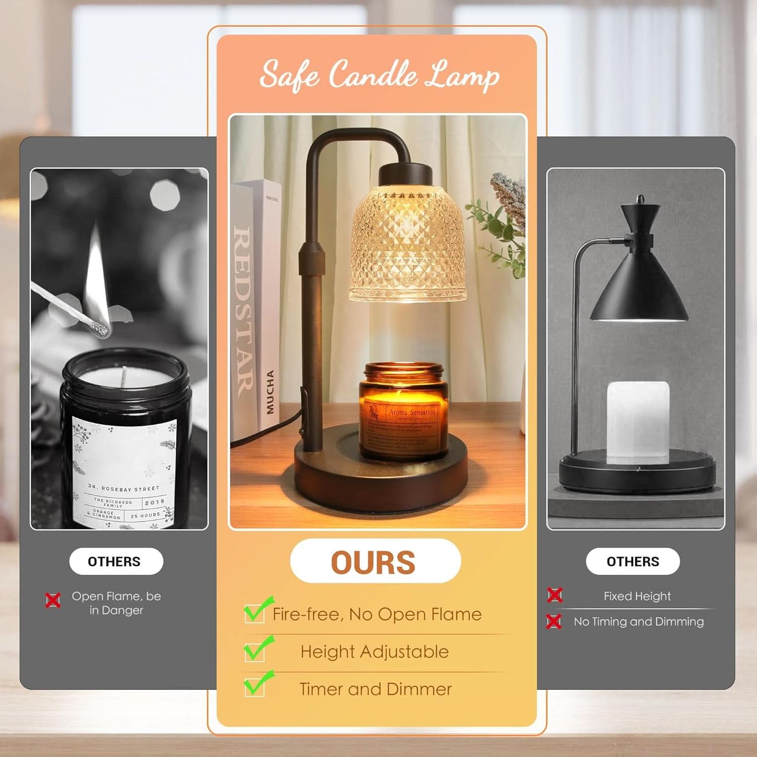 Coalblack Candle Warmer Lamp Featuring Timer Dimmable-4