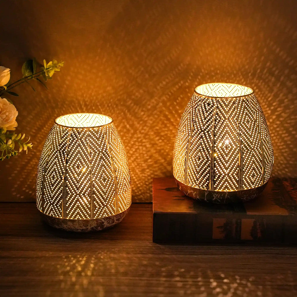 7'' High Battery Powered Metal Decorative Table Lamps with Fairy Lights Bulb-1