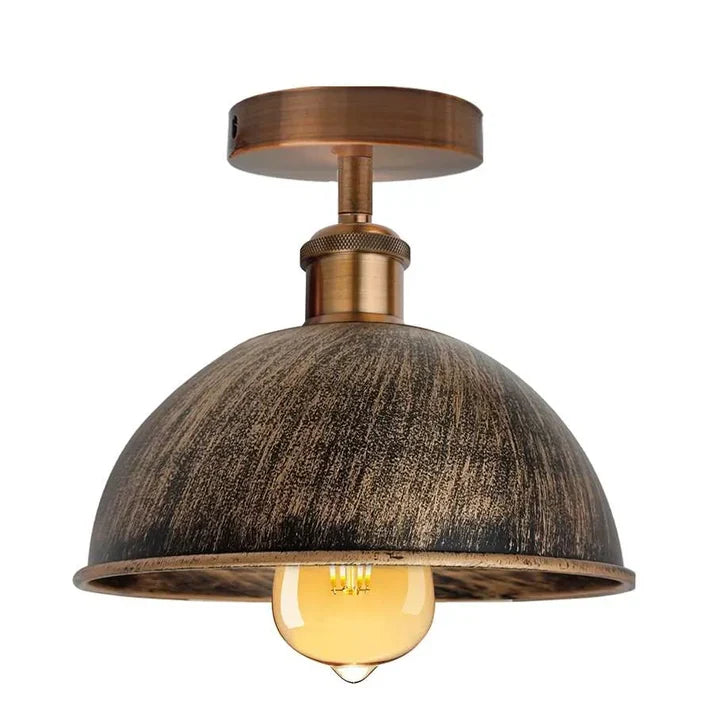 Vintage Industrial Flush Mount Ceiling Light Metal Dome E27 Fitting ~5111-5