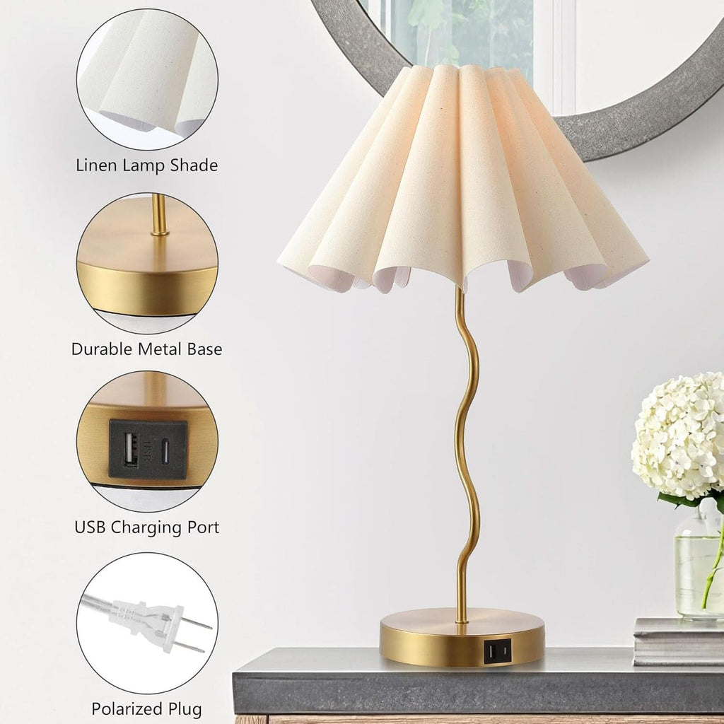 Pleated Linen Table Lamp Modern Bedside Illumination-3