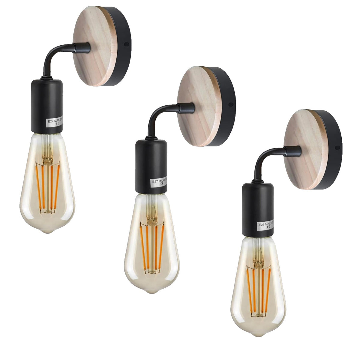 Matt Black Antique brass effect Wired Wall light ~ 5120-6