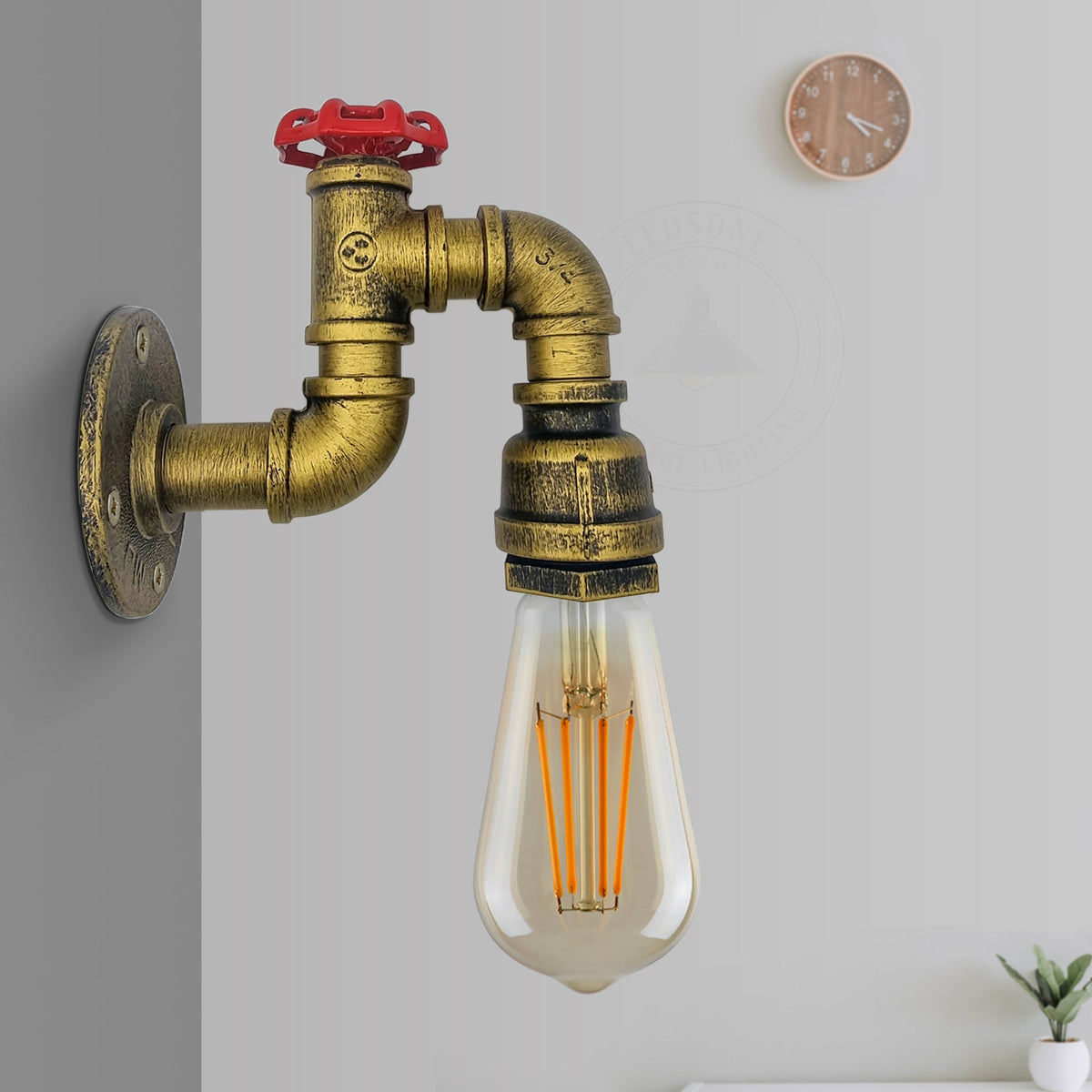Industrial Water Pipe Wall Light Retro Steampunk E27 Sconce~2173-4