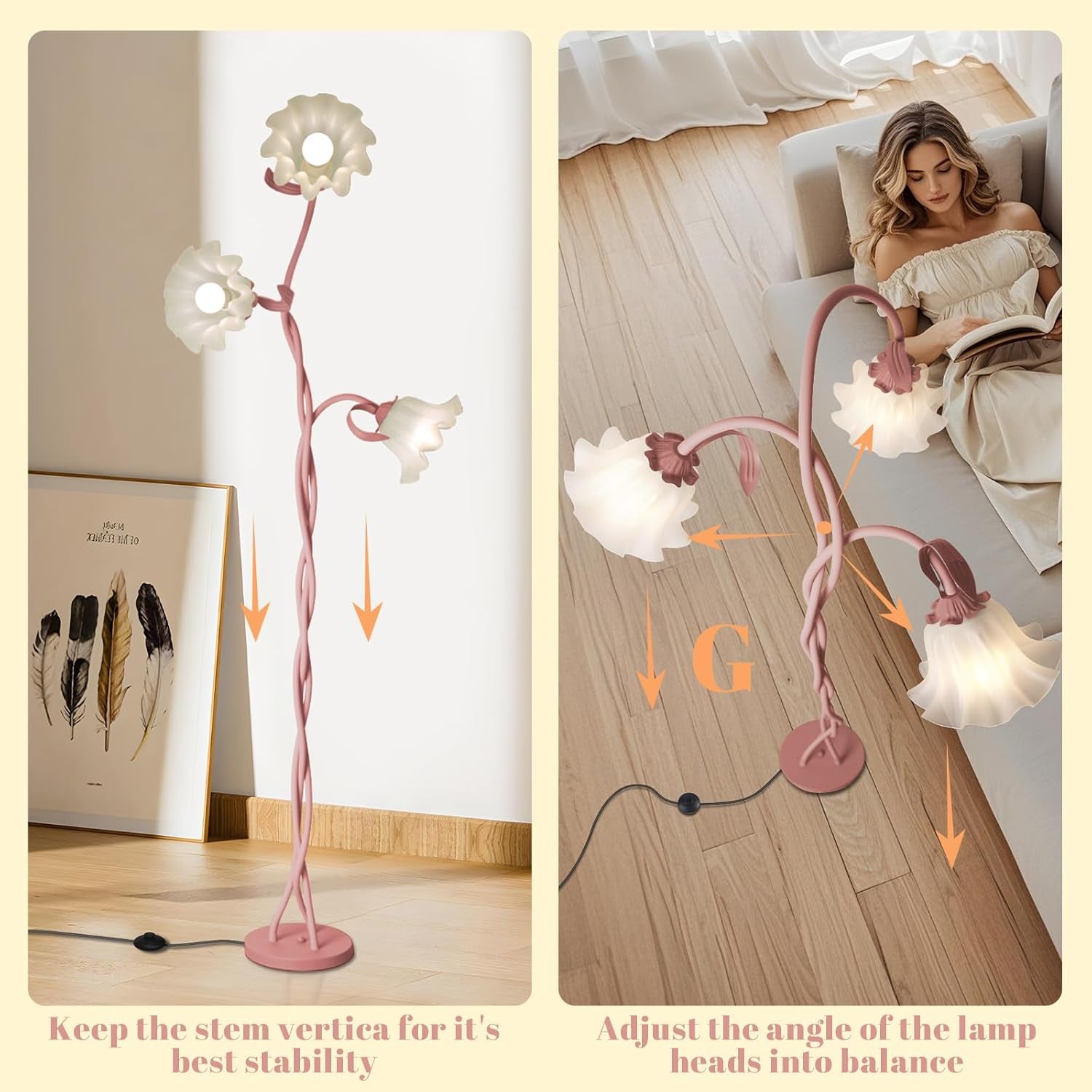 Pink Flower Floor Lamp Gooseneck With Temperatures-3