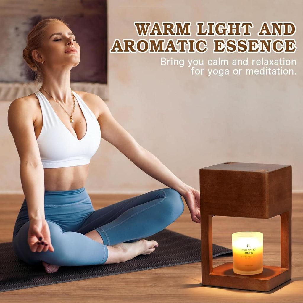 Decorative Wooden Candle Warmer Lamp Timer Dimmable-3