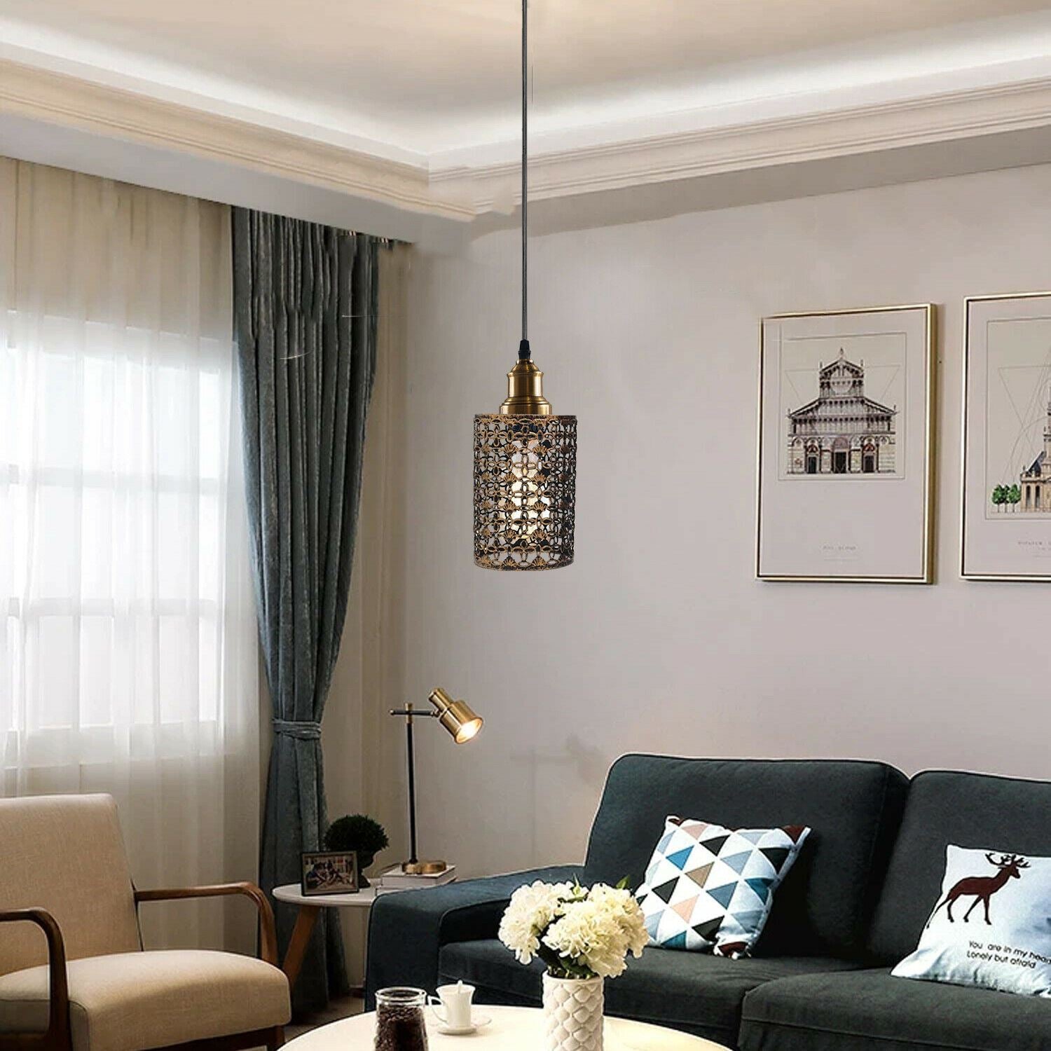 Industrial Metal Cage Pendant Ceiling Lamp Light~1316-1