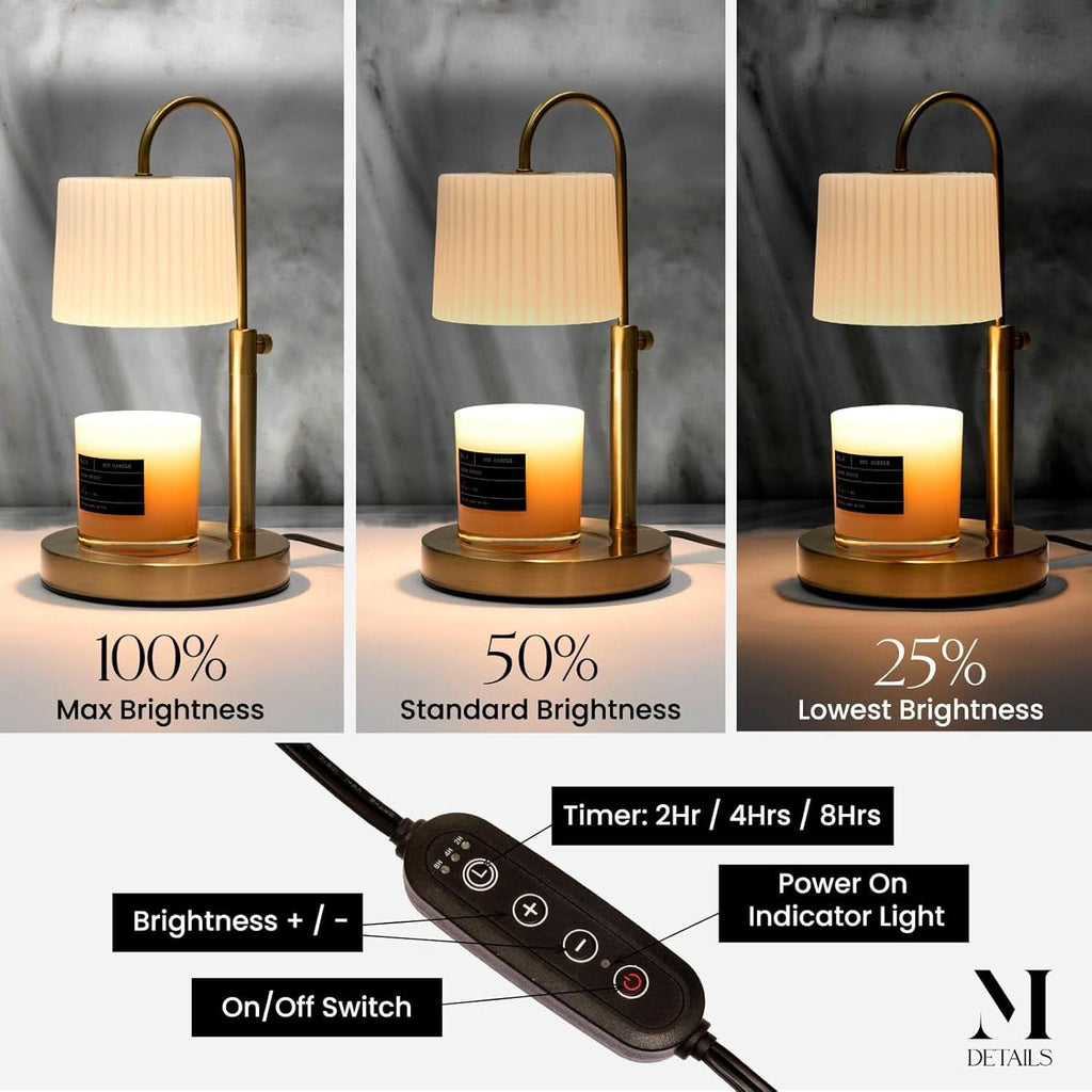 Champagne Gold Adjustable Height Candle Warmer Lamp-2