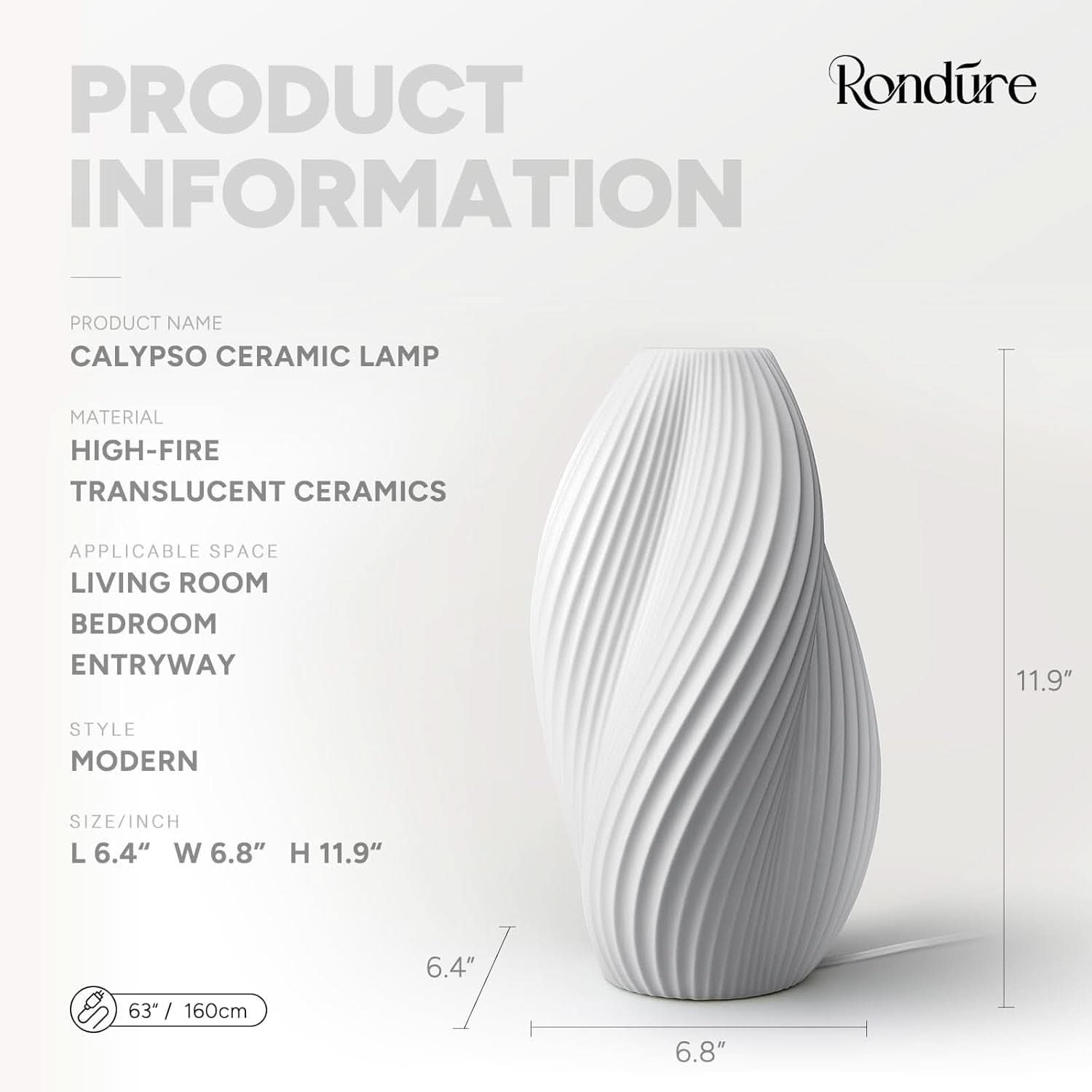 11.9 Inches Translucent Ceramic Table Lamp Dimmable-2