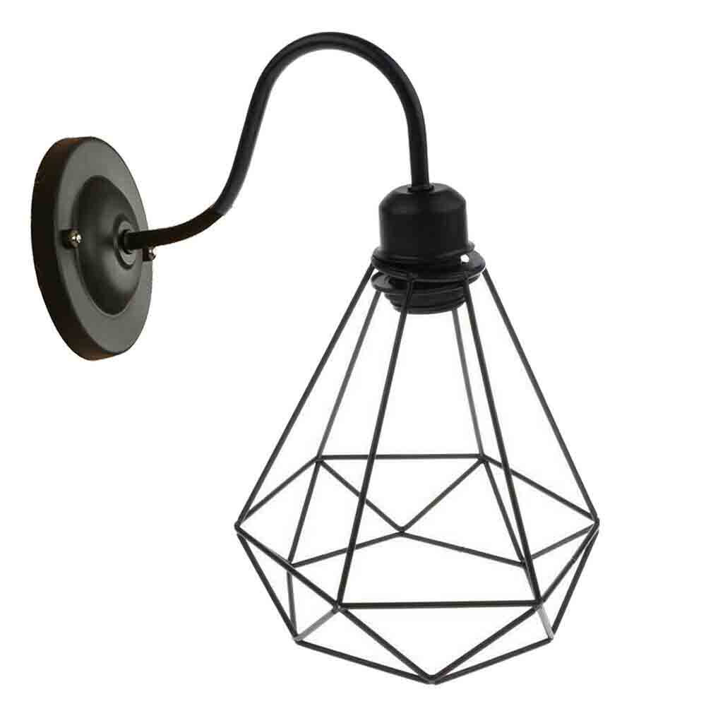 Industrial Cage Wall Light Vintage E27 Matt Black~2900-6