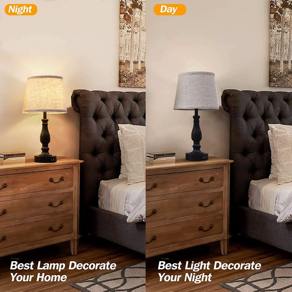 Table Lamps Set of 2 With USB Charging Ports Bedside Modern-4