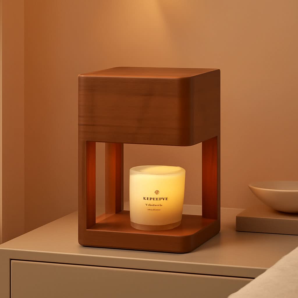 Decorative Wooden Candle Warmer Lamp Timer Dimmable-0
