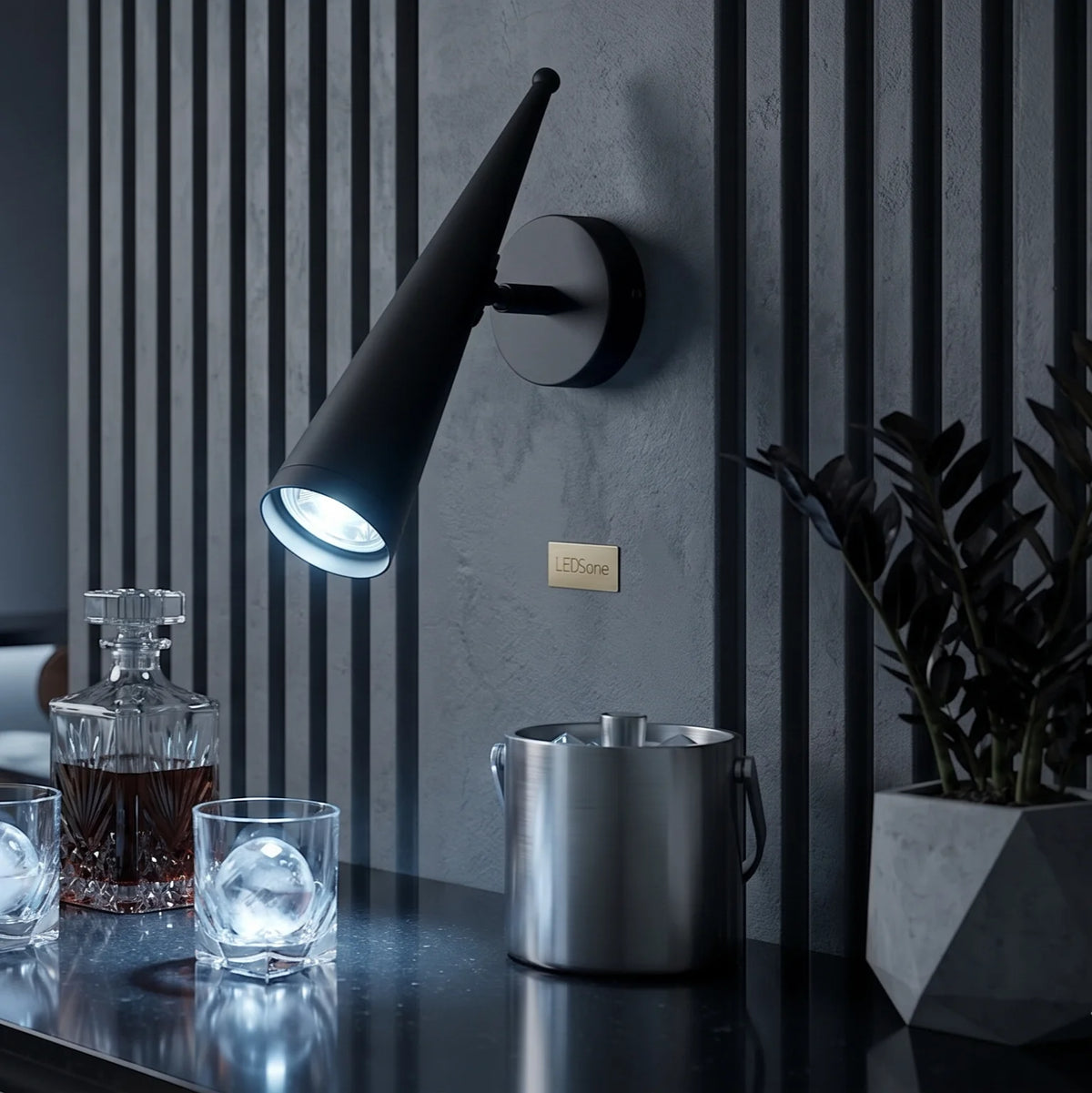 Matte Black Adjustable Cone Wall Light GU10 Spotlight~4598-0
