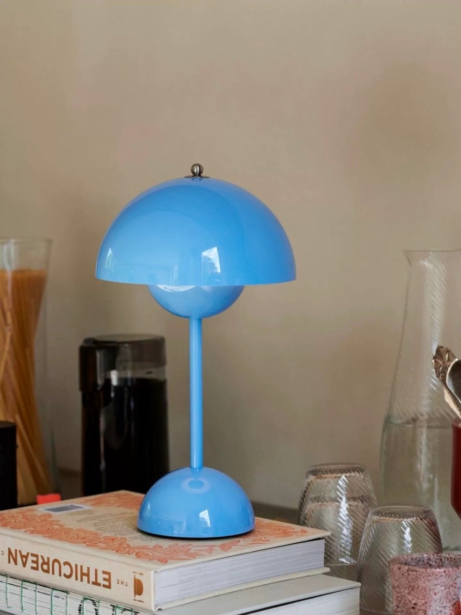 Contemporary Cordless Portable Cute Mushroom Table Lamp, Flowerpot VP9-1