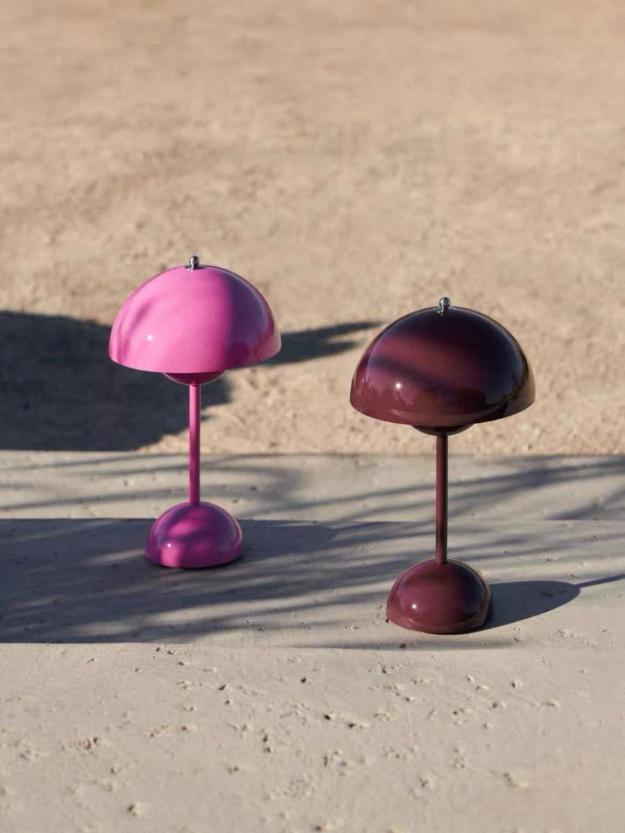Contemporary Cordless Portable Cute Mushroom Table Lamp, Flowerpot VP9-0