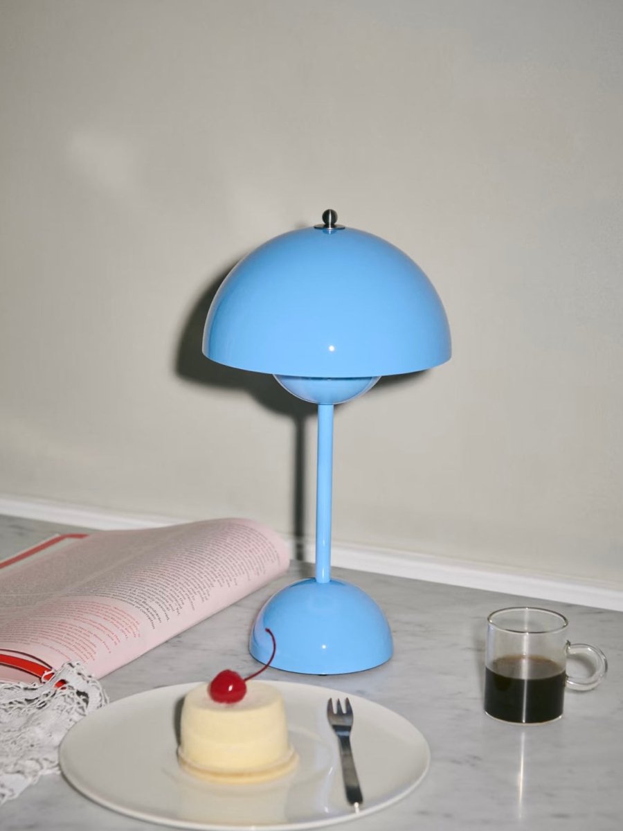 Contemporary Cordless Portable Cute Mushroom Table Lamp, Flowerpot VP9-6