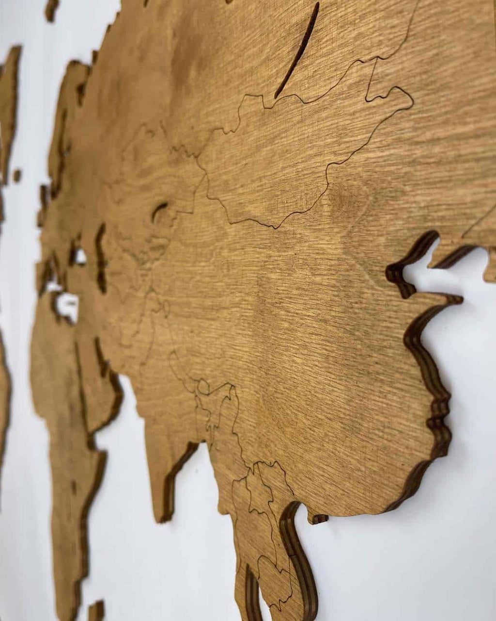 Blank Wooden World Map Wall Decor Oak