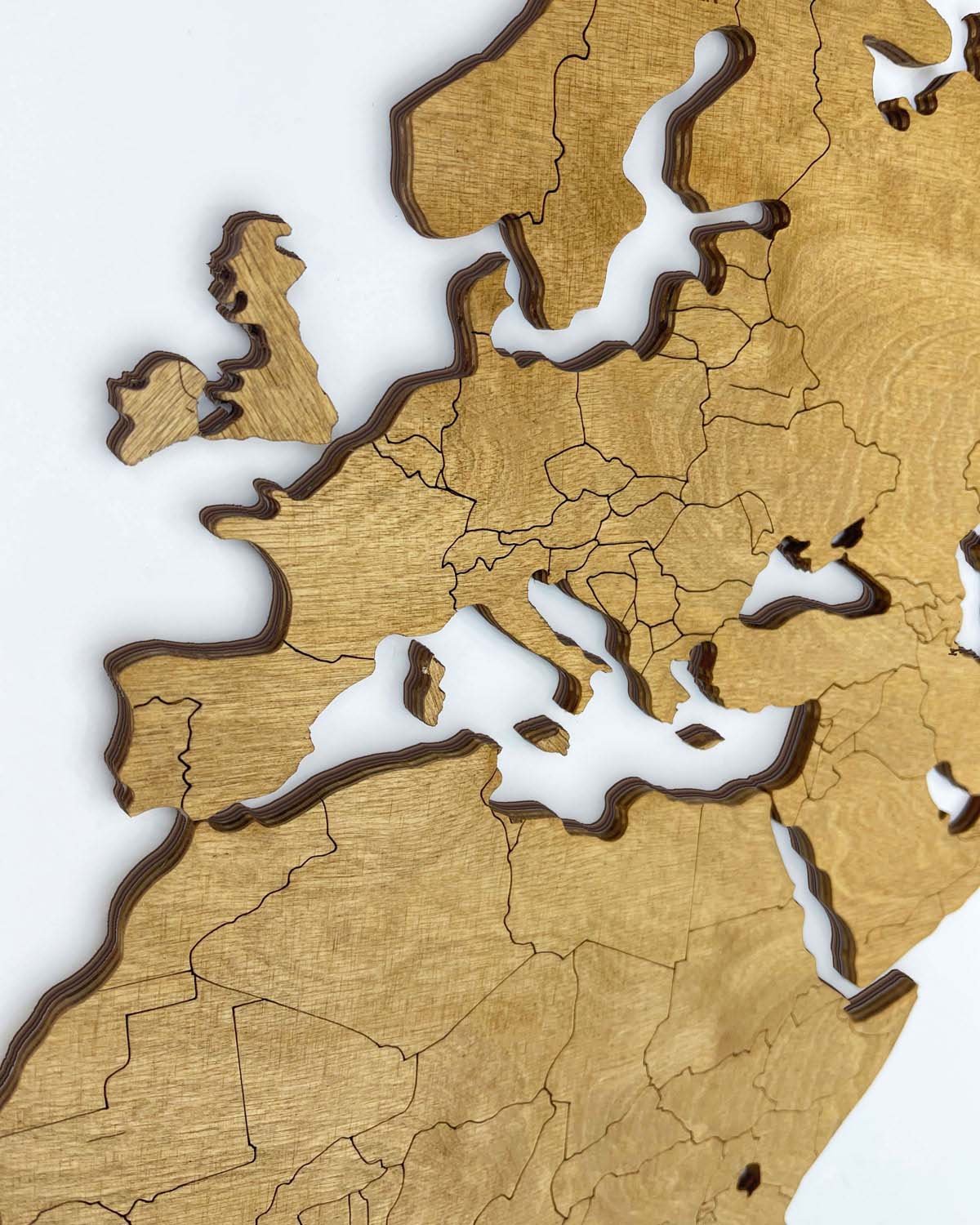 Blank Wooden World Map Wall Decor Oak