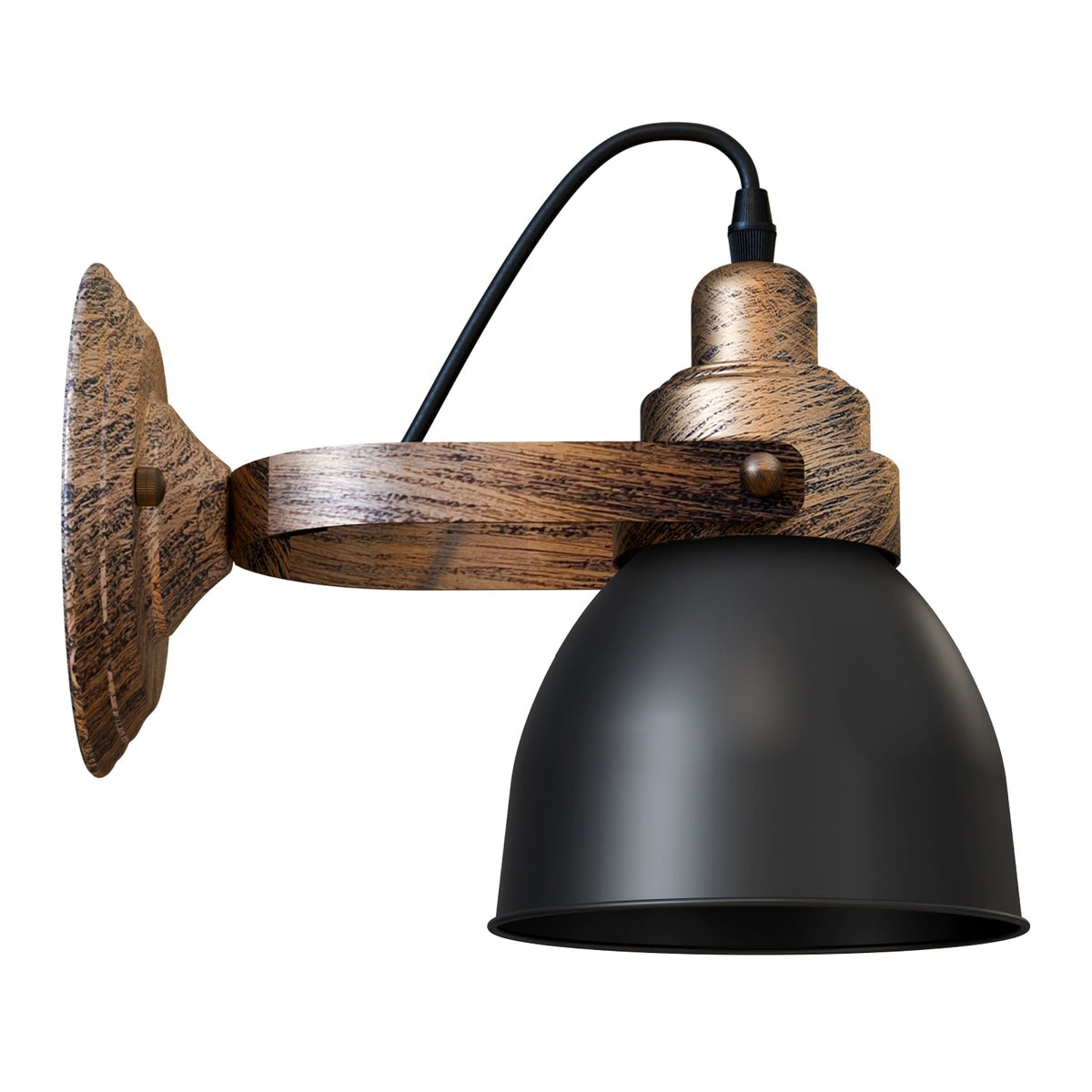Industrial Wood Effect Bell Wall Light E27 ~5526-6