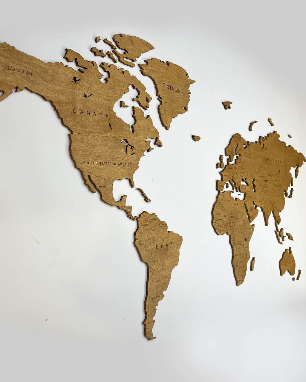 Country Wooden World Map Oak 2