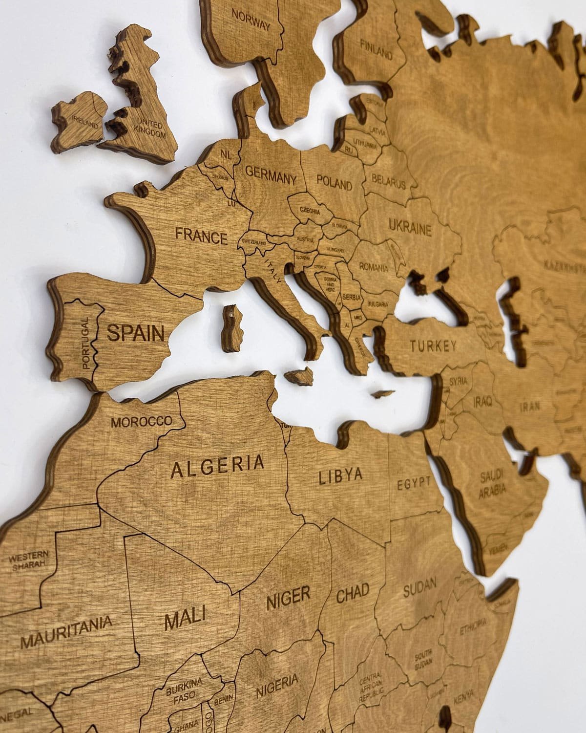 Country Wooden World Map Oak 3