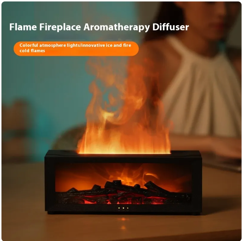 3D Flame Essential Oil Diffuser & Humidifier with Colorful Fog