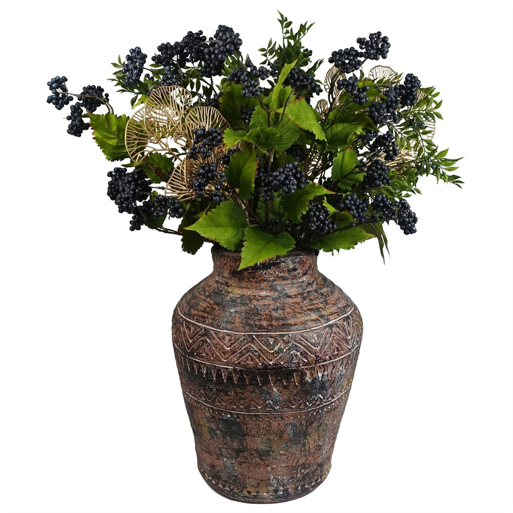 40cm x 32cm Aztec Large Composite Textured Vase Composite Plant Pot-1