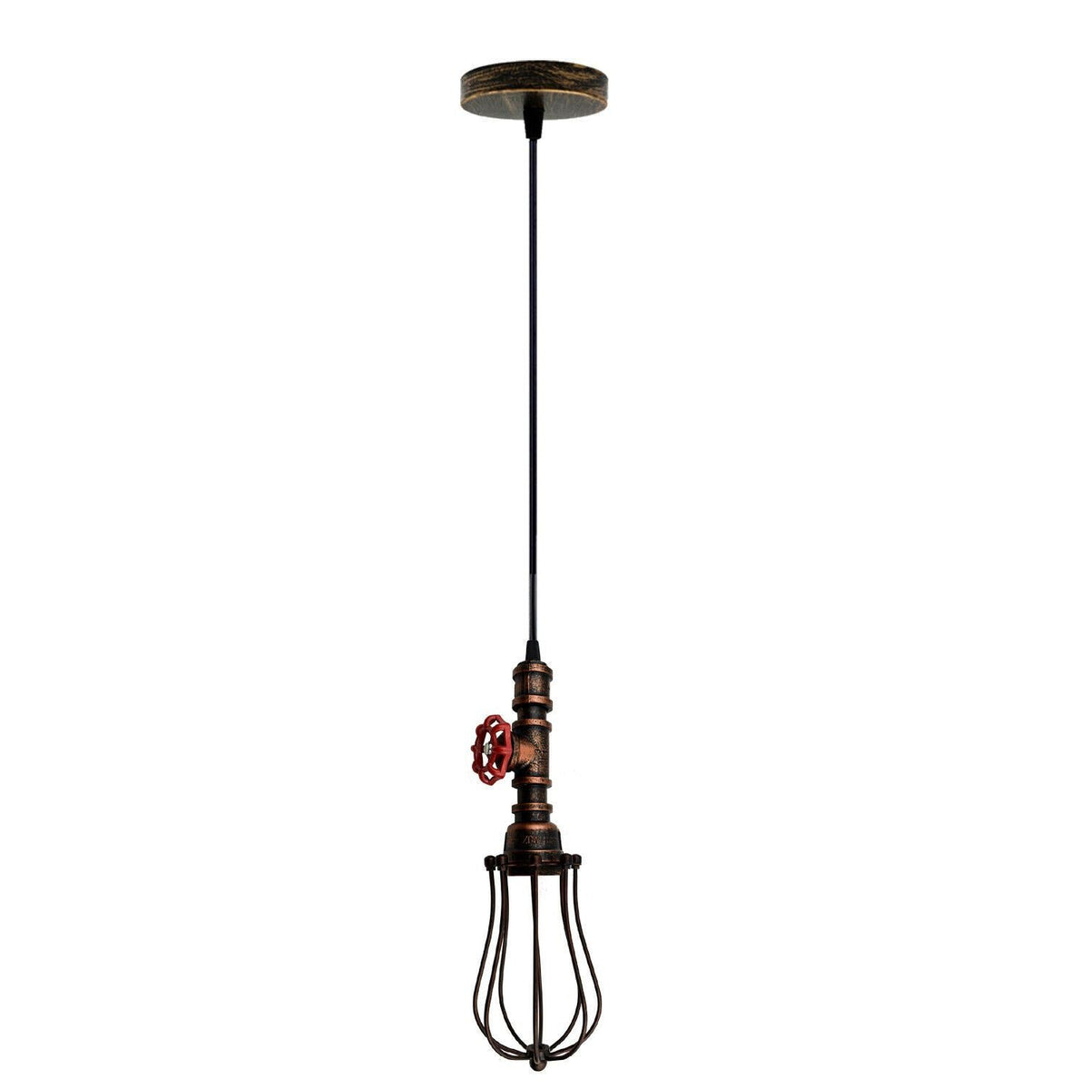 Rustic Red Pendant Light Steampunk Pipe Light Balloon Cage Lamp Hanging Indoor Light Fitting For Kitchen, Living room~1194-3