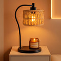 Candle Warmer Lamp With Fully Dimmable Rattan Shade-0