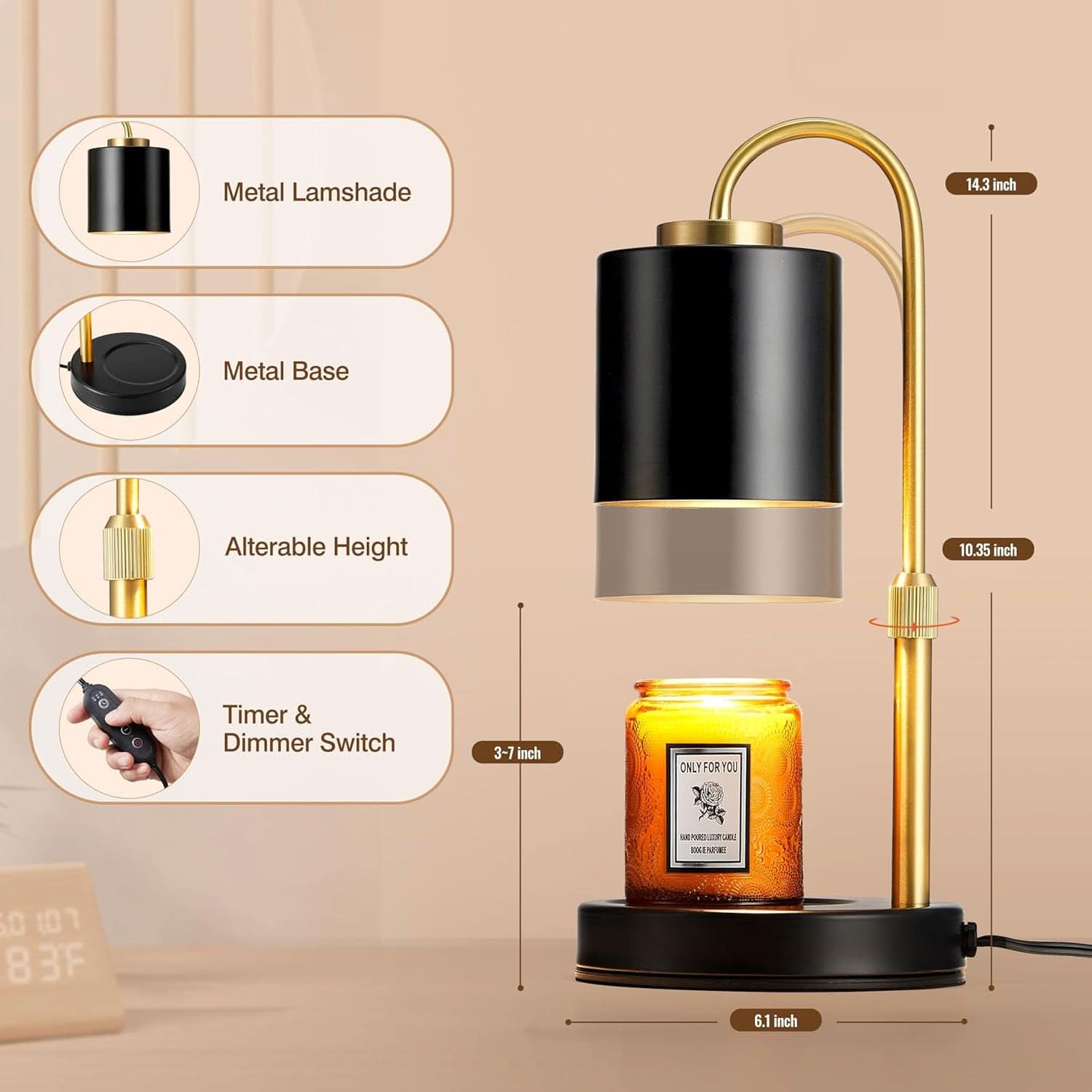 Candle Warmer Lamp With Programmable Timer Dimming-1