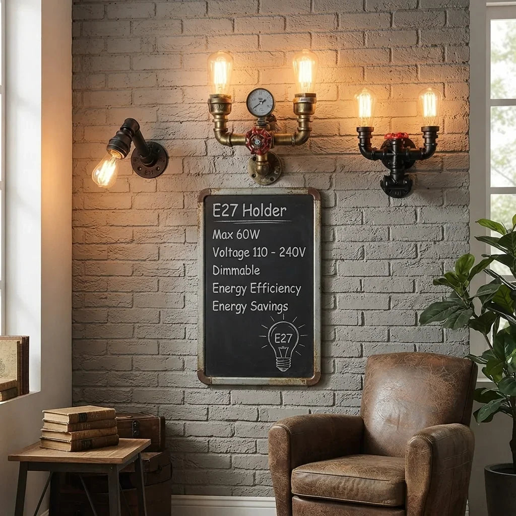 Industrial Metal Rustic Twin Waterpipe Wall Light ~5534-0