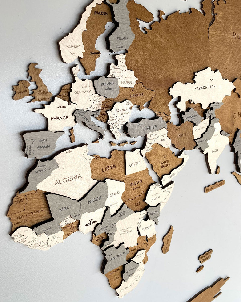 Wooden 3D Wall Map | CREME-1