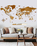 Wooden 3D Wall Map | CREME-0