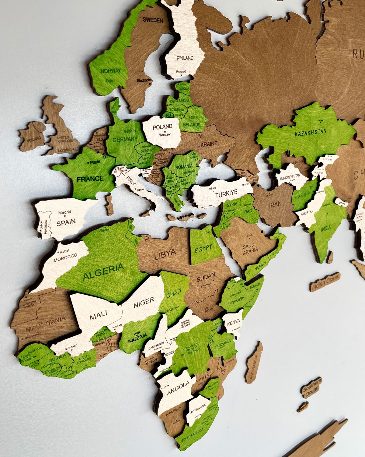Wooden 3D World Map for wall | LIME-3