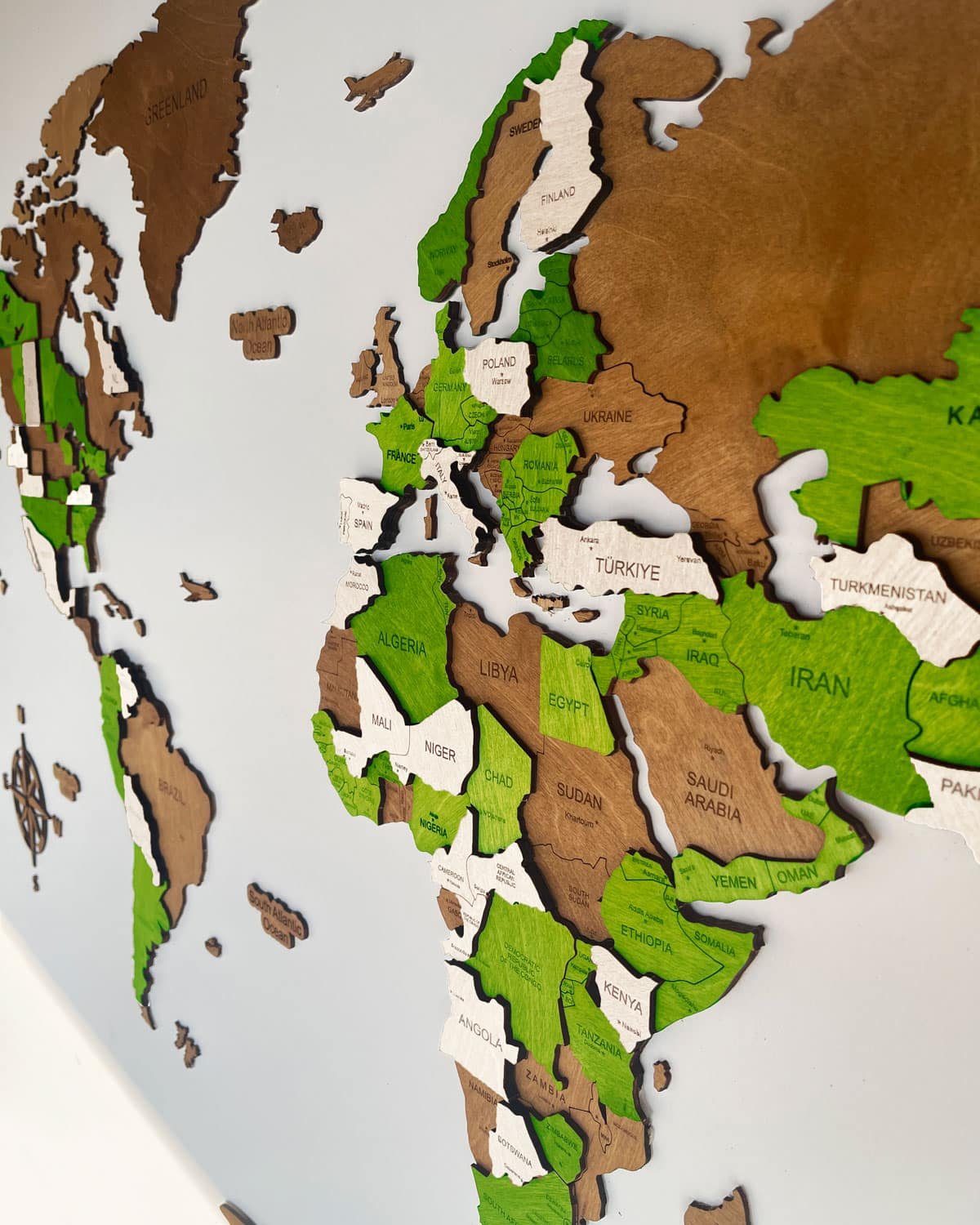 Wooden 3D World Map for wall | LIME-1