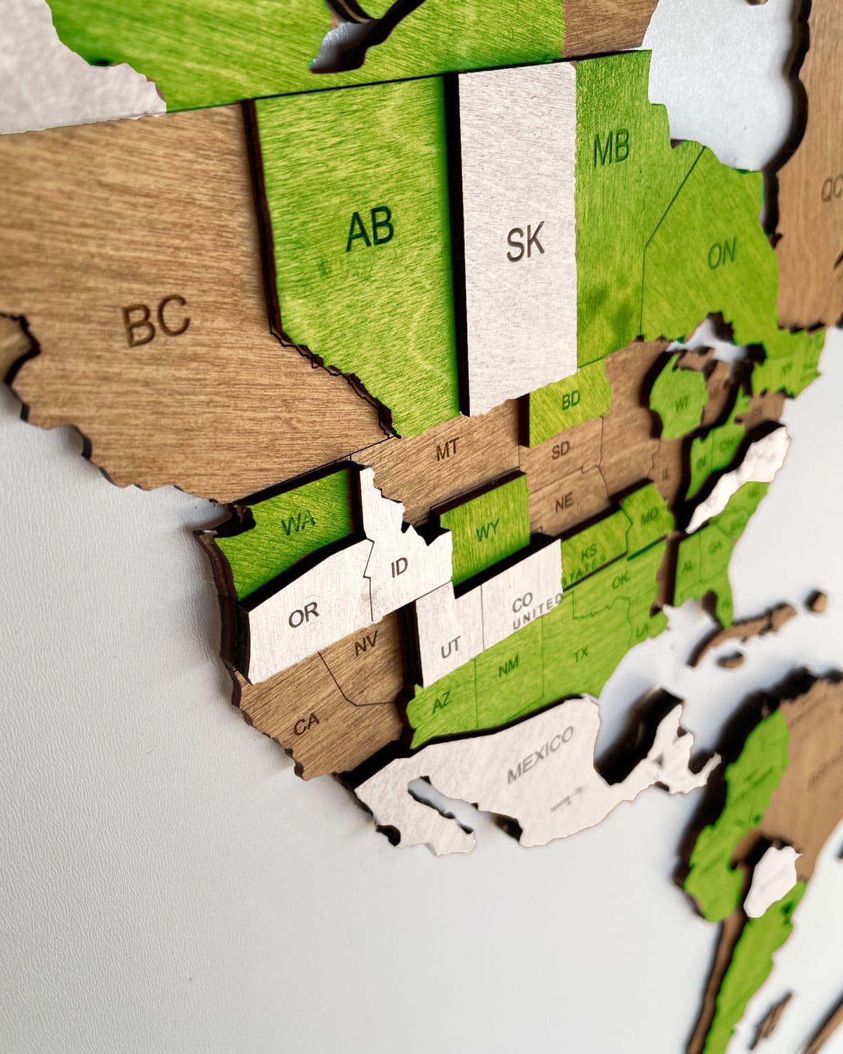 Wooden 3D World Map for wall | LIME-2