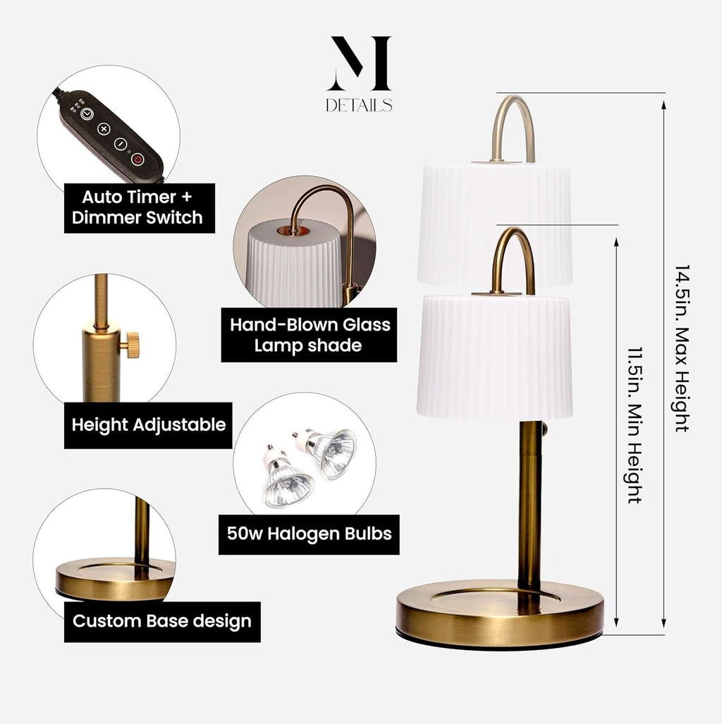 Champagne Gold Adjustable Height Candle Warmer Lamp-1