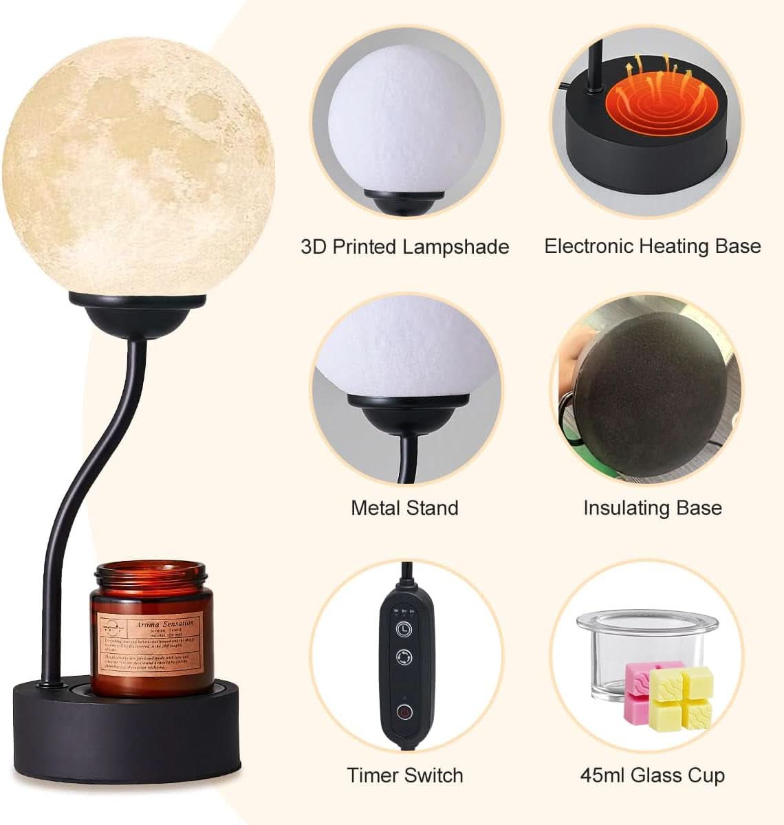 Energy Efficient Candle Warmer Lamp 7 Colors Moonlight-2