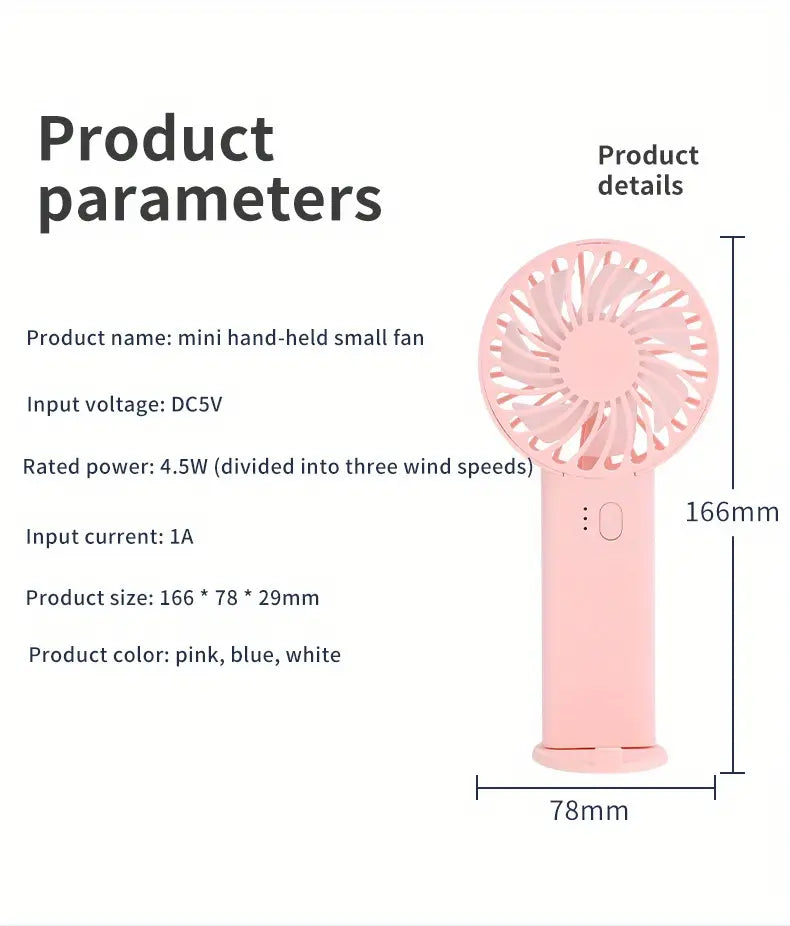 1PC Portable USB Neck Fan - Handheld & Desktop Use