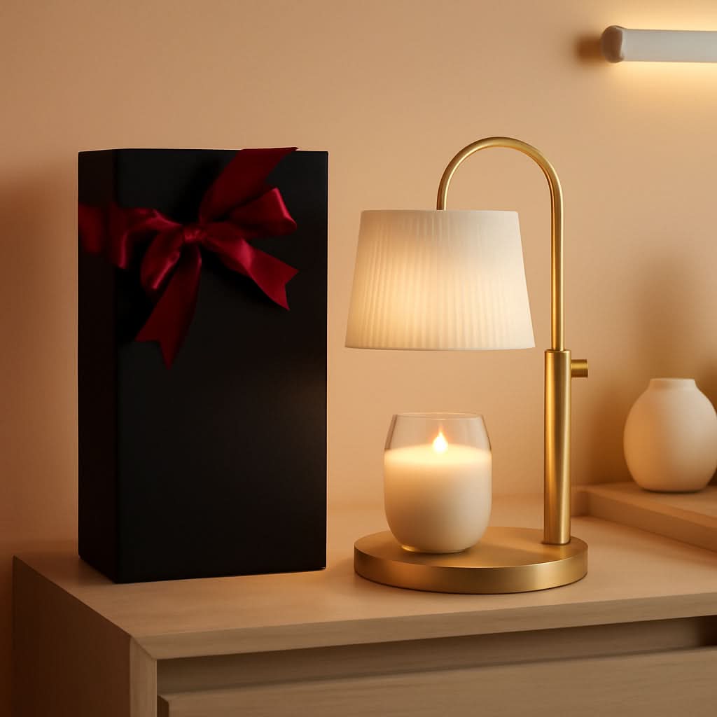 Champagne Gold Adjustable Height Candle Warmer Lamp-0