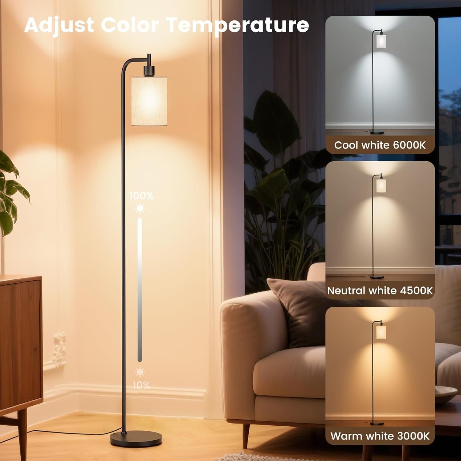 Dimmable Floor Lamp With Remote Three Color Temperatures-1