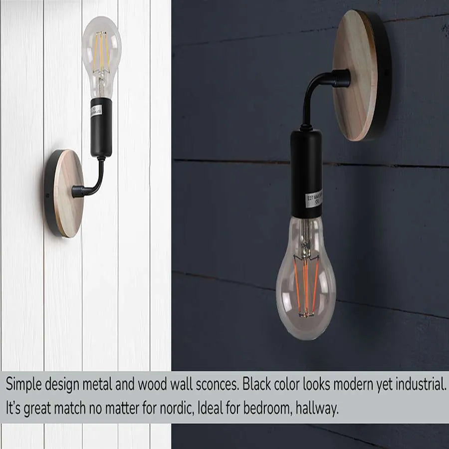 Matt Black Antique brass effect Wired Wall light ~ 5120-4
