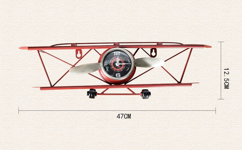 AeroTime — Vintage Airplane Iron Wall Clock