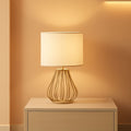 Aureate Table Lamp Featuring Luxurious Linen Shade-0