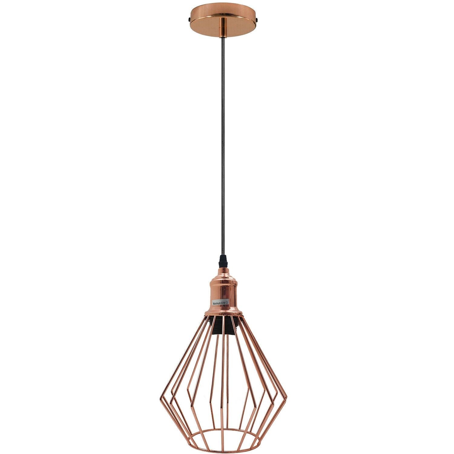 Metal Diamond Cage Ceiling Pendant Light Modern Hanging Lamps~1357-4