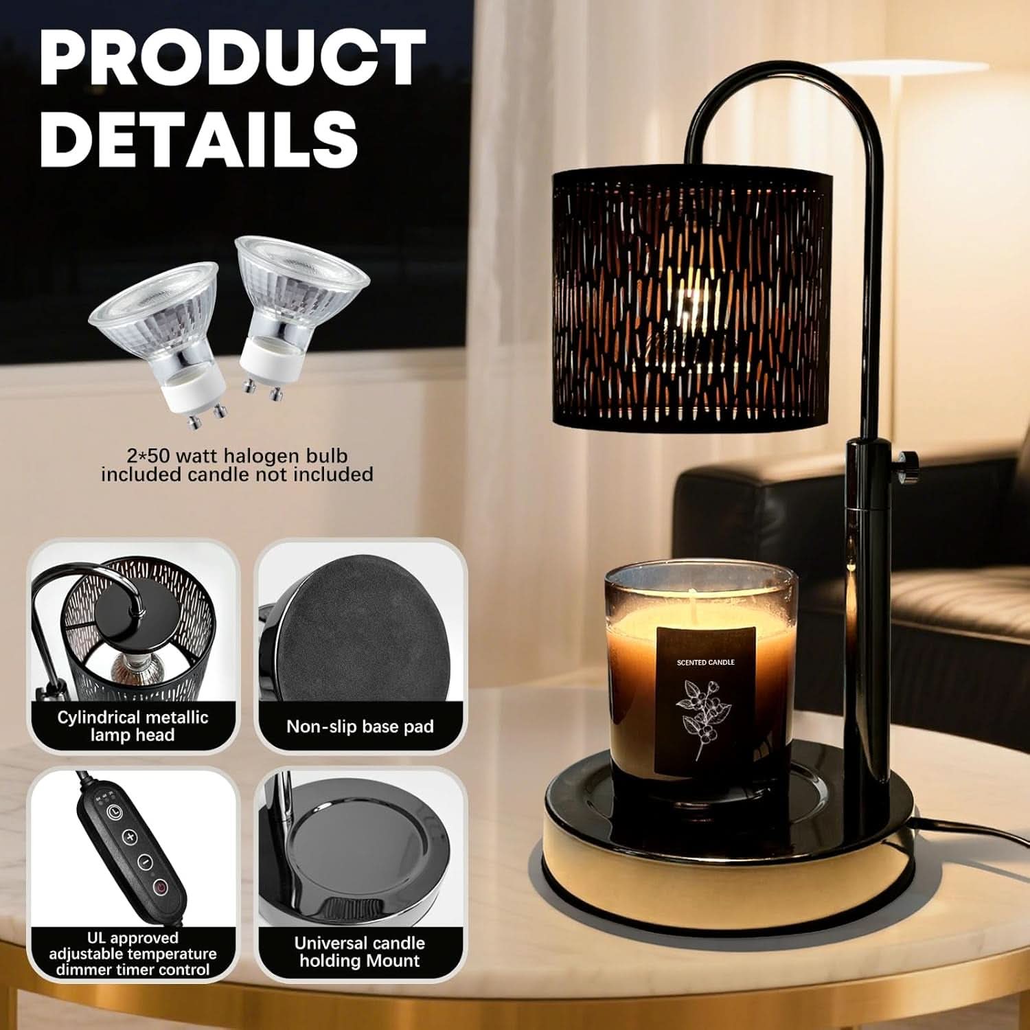 Electronic Candlelight Warmer Lamp With Timer Dimmer-1