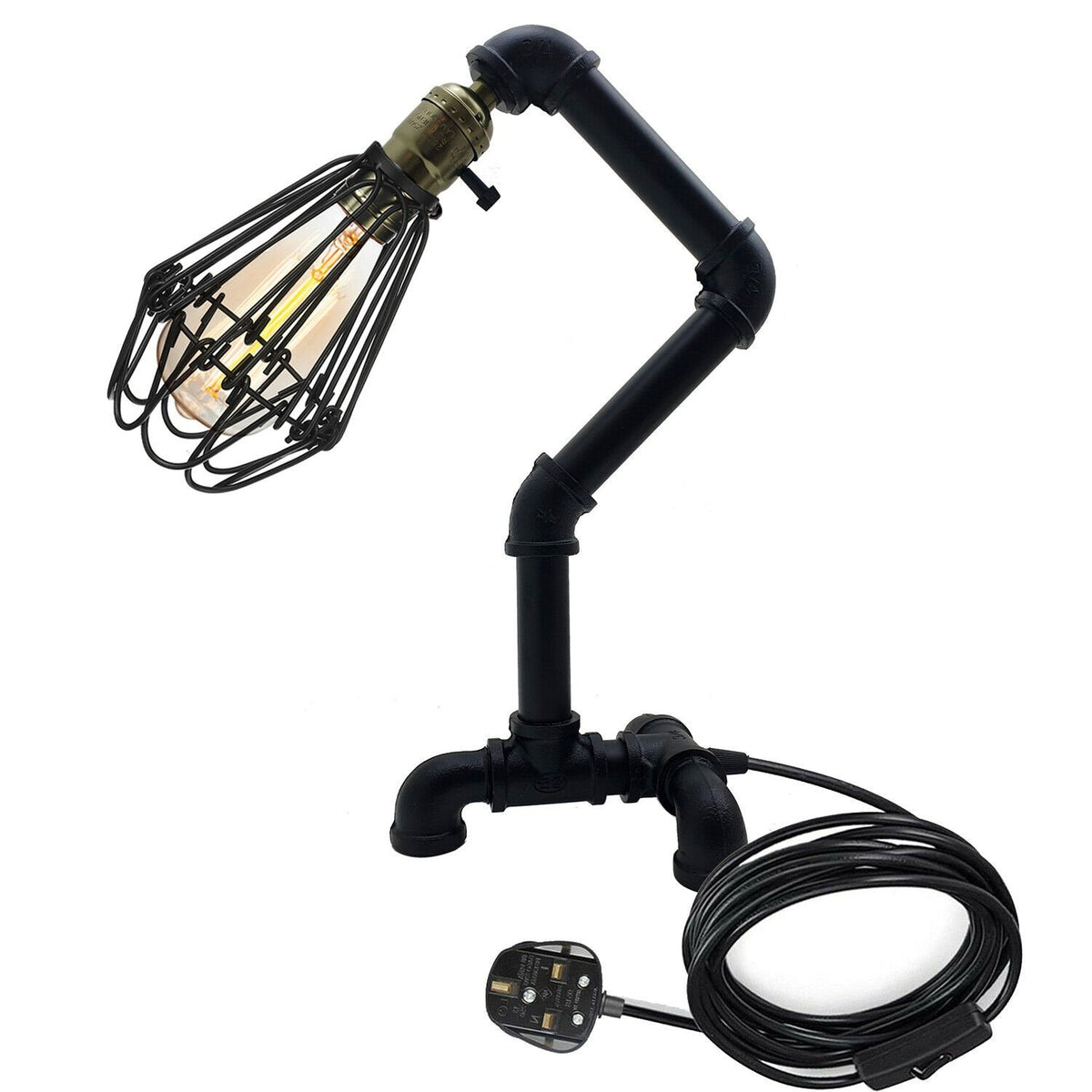 Steampunk Water Pipe Desk Lamp Retro Plugin Lighting ~6091-5