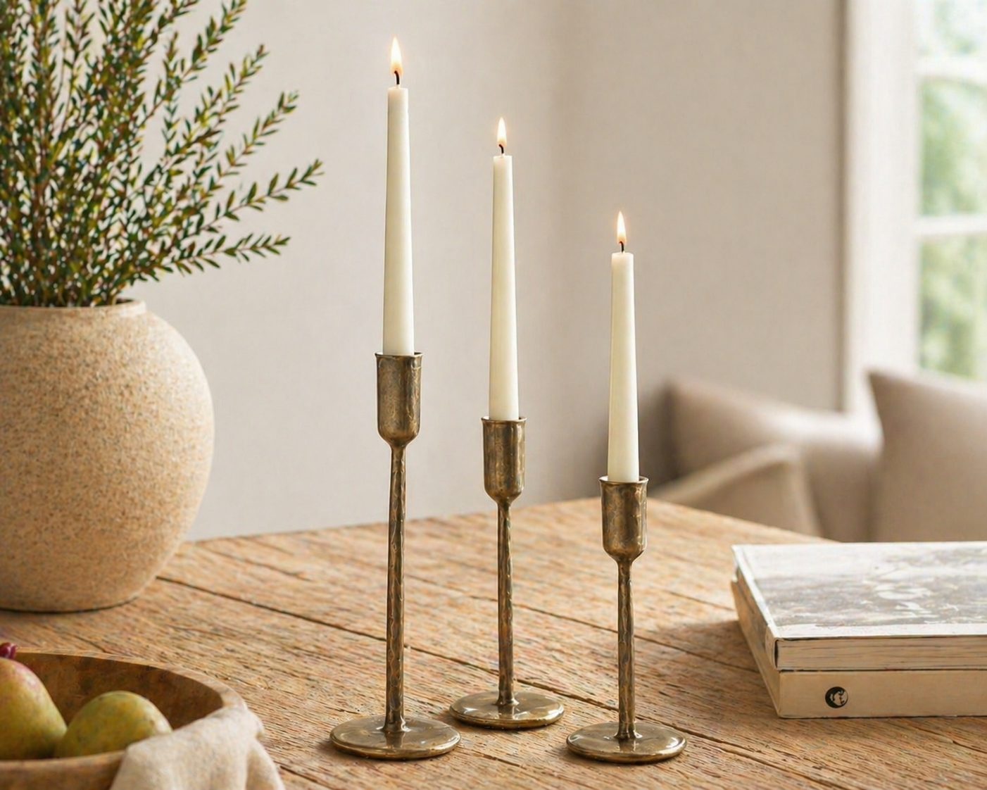 Margo Gold Candle Holder Set – Rustic Iron Candlesticks, Set of 3-0