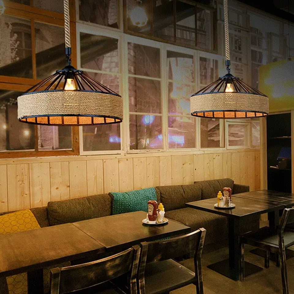 Large 1M Hemp Rope Pendant Light for Café & Bars ~5070-3