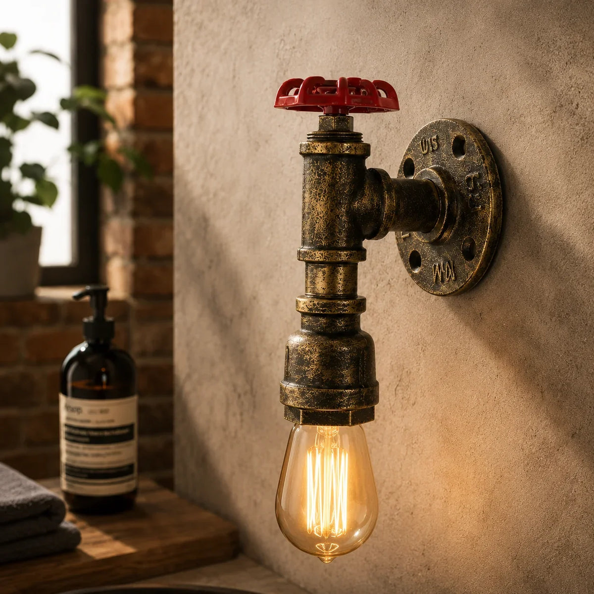 Steampunk Spigot Wall Light  Easy Installation E27~2069-0