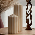 Ribbed Soy Wax Pillar Candle | Handmade Vegan Decor-0